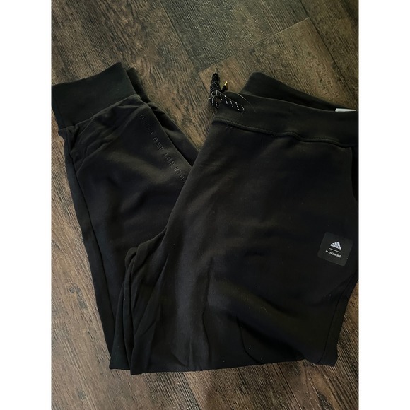 Adidas‎ Black Jogger Sweatpants Athleisure Lounge Drawstring Pockets 2X New - Picture 1 of 11